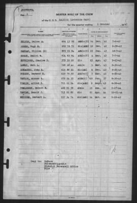 Thumbnail for Muster Rolls > 1-Oct-1945