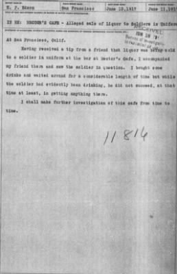 Miscellaneous Files, 1909-21 > Alleged sale of Liquor to Soldiers in Uniform (#11816)