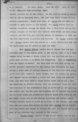 Miscellaneous Files, 1909-21 > COMPLAINT FROM ROCHESTER, Minn. Drinking in Government Armory. (#11758)