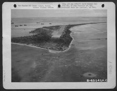 Thumbnail for General > This Aerial View Showing Bomb Damage On Betio Island, Tarawa, Gilbert Islands, Was Taken From A Navy Pby - Two Weeks After The Island Was Captured From The Japanese.  4 Dec 1943.