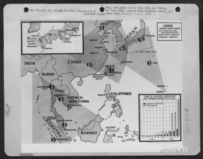 Thumbnail for ␀ > Chart - Trend Of Aircraft Dispatched And Tonnage Dropped By B-29'S.