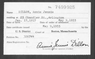 Thumbnail for 1955 > DILLON, Annie Jennie