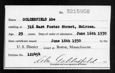 Thumbnail for 1930 > GOLDENFIELD Abe