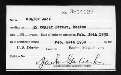 Thumbnail for 1930 > GOLICK Jack