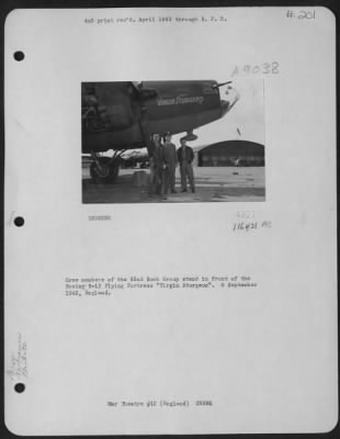 Thumbnail for Consolidated > Crew Members Of The 92Nd Bomb Group Stand In Front Of The Boeing B-17 "Flying Fortress" 'Virgin Sturgeon'. 8 September 1942, England.