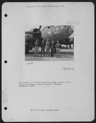 Thumbnail for Consolidated > Crew Members Of The 92Nd Bomb Group Stand In Front Of The Boeing B-17 "Flying Fortress" 'Dottie'.  England. 8 September 1942.