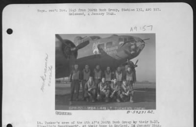 Thumbnail for Consolidated > Lt. Tucker'S Crew Of The 8Th Af 95Th Bomb Group Standing By Their B-17 'Gremlin'S Sweetheart' At Their Base In England, 14 January 1944.