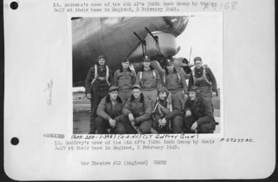 Thumbnail for Consolidated > Lt. Godfrey'S Crew Of The 8Th Af 398Th Bomb Group By Their B-17 At Their Base In England, 2 February 1945.