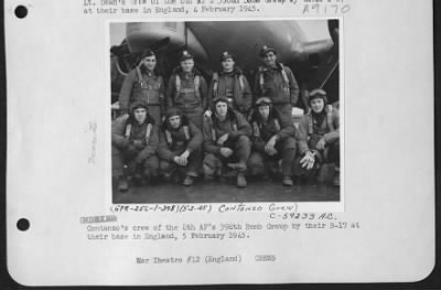 Thumbnail for Consolidated > Contanzo'S Crew Of The 8Th Af 398Th Bomb Group By Their B-17 At Their Base In England, 5 February 1945.