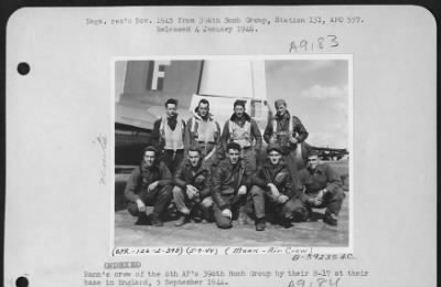 Thumbnail for Consolidated > Mann'S Crew Of The 8Th Af 398Th Bomb Group By Their B-17 At Their Base In England, 5 September 1944.