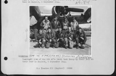 Thumbnail for Consolidated > Cummings' Crew Of The 8Th Af 398Th Bomb Group By Their B-17 At Their Base In England, 5 September 1944.