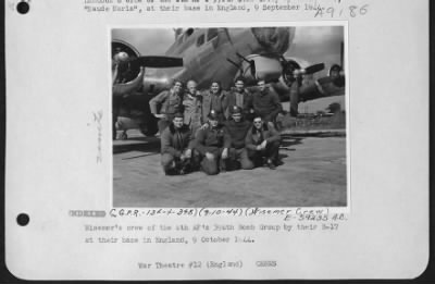 Thumbnail for Consolidated > Wisemer'S Crew Of The 8Th Af 398Th Bomb Group By Their B-17 At Their Base In England, 9 October 1944.