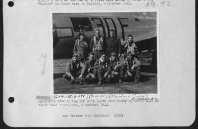 Consolidated > Hyndman'S Crew Of The 8Th Af 398Th Bomb Group By Their B-17 At Their Base In England, 9 October 1944.