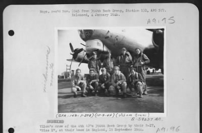 Thumbnail for Consolidated > Vllom'S Crew Of The 8Th Af 398Th Bomb Group By Their B-17 'Miss X', At Their Base In England, 15 September 1944.