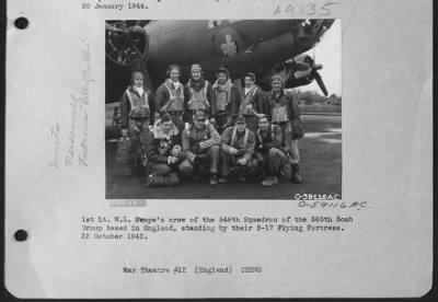 Thumbnail for Consolidated > 1St Lt. W.L. Swope'S Crew Of The 548Th Squadron Of The 385Th Bomb Group, Based In England, Standing By Their B-17 Flying Fortress. 22 October 1943.