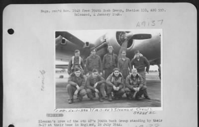 Thumbnail for Consolidated > Sleaman'S Crew Of The 8Th Af'S 398Th Bomb Group Standing By Their B-17 At Their Base In England, 19 July 1944.