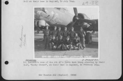 Thumbnail for Consolidated > Lt. Leonard'S Crew Of The 8Th Af'S 395Th Bomb Group Standing By Their B-17 'Lucky Strike' At Their Base In England, 28 February 1944.