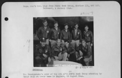 Thumbnail for Consolidated > Lt. Heechenhahn'S Crew Of The 8Th Af 95Th Bomb Group Standing By Their B-17 At Their Base In England, 19 August 1944.