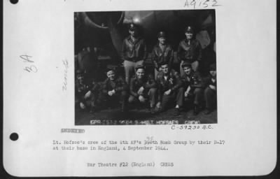 Thumbnail for Consolidated > Lt. Hofsea'S Crew Of The 8Th Af 95Th Bomb Group Standing By Their B-17 At Their Base In England, 4 September 1944.