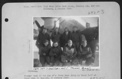 Thumbnail for Consolidated > Thomas' Crew Of The 8Th Af 398Th Bomb Group By Their B-17 At Their At Their Base In England,  23 January 1945.