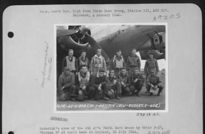 Thumbnail for Consolidated > Roderick'S Crew Of The 8Th Af 398Th Bomb Group By Their B-17 'Madame X' At Their At Their Base In England,  28 July 1944.