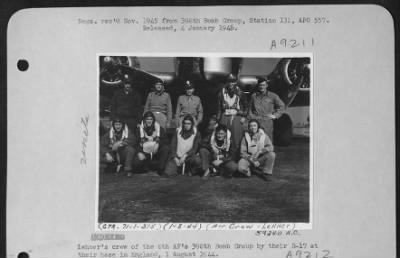 Thumbnail for Consolidated > Lehner'S Crew Of The 8Th Af 398Th Bomb Group By Their B-17 At Their At Their Base In England,  1 August 1944.