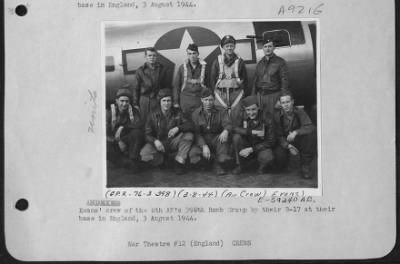 Thumbnail for Consolidated > Evans' Crew Of The 8Th Af'S 398Th Bomb Group By Their B-17 At Their Base In England, 3 August 1944.