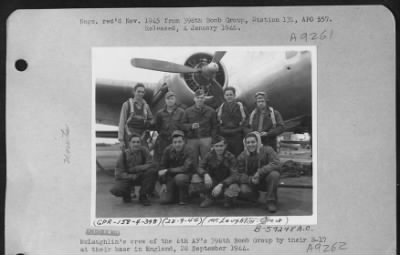 Thumbnail for Consolidated > Mclaughlin'S Crew Of The 8Th Af'S 398Th Bomb Group By Their B-17 At Their Base In England, 28 September 1944.