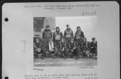 Thumbnail for Consolidated > Payne'S Crew Of The 8Th Af'S 398Th Bomb Group By Their B-17 At Their Base In England, 1 October 1944.