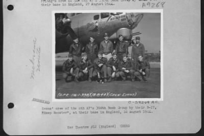 Thumbnail for Consolidated > Evan'S Crew Of The 8Th Af'S 398Th Bomb Group By Their B-17 "Ramp Rooster" At Their Base In England, 18 August 1944.