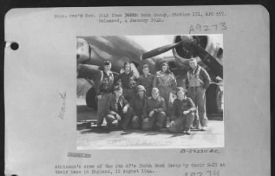 Thumbnail for Consolidated > Atkinson'S Crew Of The 8Th Af'S 398Th Bomb Group By Their B-17 At Their Base In England, 12 August 1944.