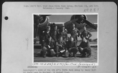 Thumbnail for Consolidated > Lassengard'S Crew Of The 8Th Af'S 398Th Bomb Group By Their B-17 At Their Base In England, 16 August 1944.