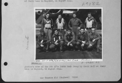 Thumbnail for Consolidated > Jordon'S Crew Of The 8Th Af'S 398Th Bomb Group By Their B-17 At Their Base In England, 16 August 1944.