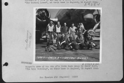 Thumbnail for Consolidated > Binger'S Crew Of The 8Th Af'S 398Th Bomb Group By Their B-17 'The Ugly Duckling' At Their Base In England, 16 August 1944.