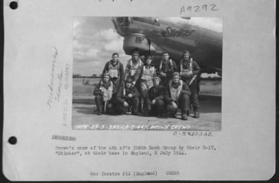 Thumbnail for Consolidated > Brown'S Crew Of The 8Th Af'S 398Th Bomb Group By Their B-17 "Stinker" At Their Base In England, 8 July 1944.