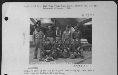 Thumbnail for Consolidated > Menzel'S Crew Of The 8Th Af'S 398Th Bomb Group By Their B-17 At Their Base In England, 20 July 1944.