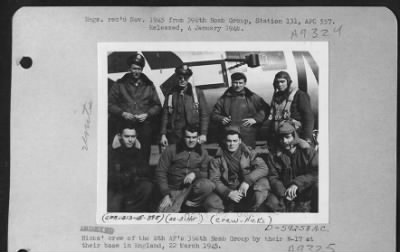 Consolidated > Hick'S Crew Of The 8Th Af'S 398Th Bomb Group By Their B-17 At Their Base In England, 22 March 1945.