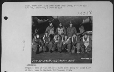 Thumbnail for Consolidated > Ranyon'S Crew Of The 8Th Af'S 398Th Bomb Group By Their B-17 At Their Base In England, 10 February 1945.