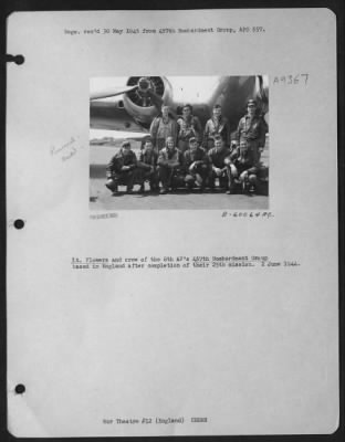 Thumbnail for Consolidated > Lt. Flowers And Crew Of The 8Th Af'S 457Th Bombardment Group Based In England Upon Completion Of Their Missions.  2 June 1944.