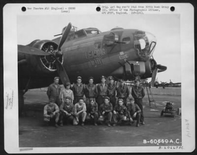 Consolidated > Lt. Chamberlain And Crew Of The 305Th Bomb Group Shown Beside Their Boeing B-17 "Flying Fortress" 'Leading Lady'.  England, 8 July 1944.