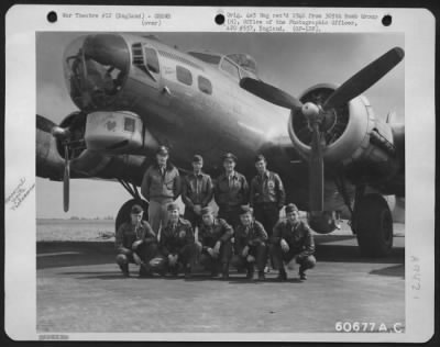 Consolidated > Lt. Bennett And Crew Of The 422Nd Bomb Squadron, 305Th Bomb Group Beside A Boeing B-17 "Flying Fortress" 'Sweet Lorraine'.  11 August 1944.  England.