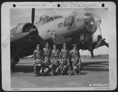 Thumbnail for Consolidated > Lt. Cantor And Crew Of The 305Th Bomb Group, Are Shown Beside The B-17 "Flying Fortress" 'Mona'S Hell Cat'.  22 June 1944.  England.