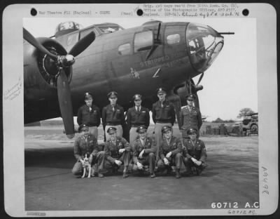 Thumbnail for Consolidated > Lt. Campbell And Crew Of The 305Th Bomb Group, Are Shown Beside A B-17 "Flying Fortress" 'Stripped For Action'.  2 May 1944.  England.