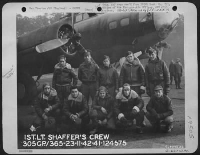 Thumbnail for Consolidated > 1St Lt. Shaffer And Crew Of The 305Th Bomb Group, Are Shown Beside A B-17 Flying Fortress.  23 November 1942.  England.