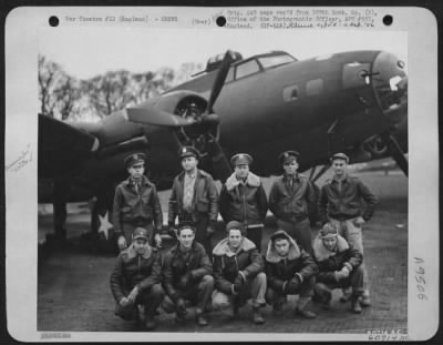 Thumbnail for Consolidated > 1St Lt. Ashcraft And Crew Of The 305Th Bomb Group, Are Shown Beside A B-17 Flying Fortress.  29 November 1942.  England.