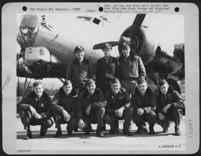 Thumbnail for Consolidated > Lt. Burton And Crew Of The 358Th Bomb Squadron, 303Rd Bomb Group, Beside A Boeing B-17 Flying Fortress.  England, 9 April 1945.