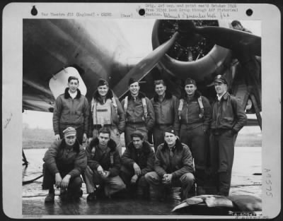 Consolidated > Lead Crew On Bombing Mission To Royan, France, In Front Of A Boeing B-17 Flying Fortress.  303Rd Bomb Group.  England, 14 April 1945.