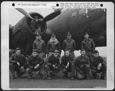 Thumbnail for Consolidated > Lt. Barns And Crew Of The 427Th Bomb Squadron, 303Rd Bomb Group, In Front Of A Boeing B-17 "Flying Fortress".  England, 2 January 1944.