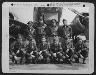 Thumbnail for Consolidated > Lt. J. Mcconnell And Crew Of The 358Th Bomb Squadron, 303Rd Bomb Group, In Front Of A Boeing B-17 "Flying Fortress" 'The Floose'.  England, 27 June 1944.