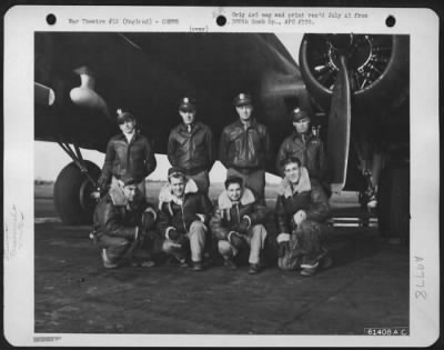 Consolidated > Crew Of The 560Th Bomb Squadron, 388Th Bomb Group Beside A Boeing B-17 "Flying Fortress" In England.  25 January 1944.  Standing Left To Right Are:  1St Lt. Joseph N. Carmody, Buffalo, New York; 1St Lt. Raymond E. Snow, Milford, Connecticut; 1St Lt. Barcl